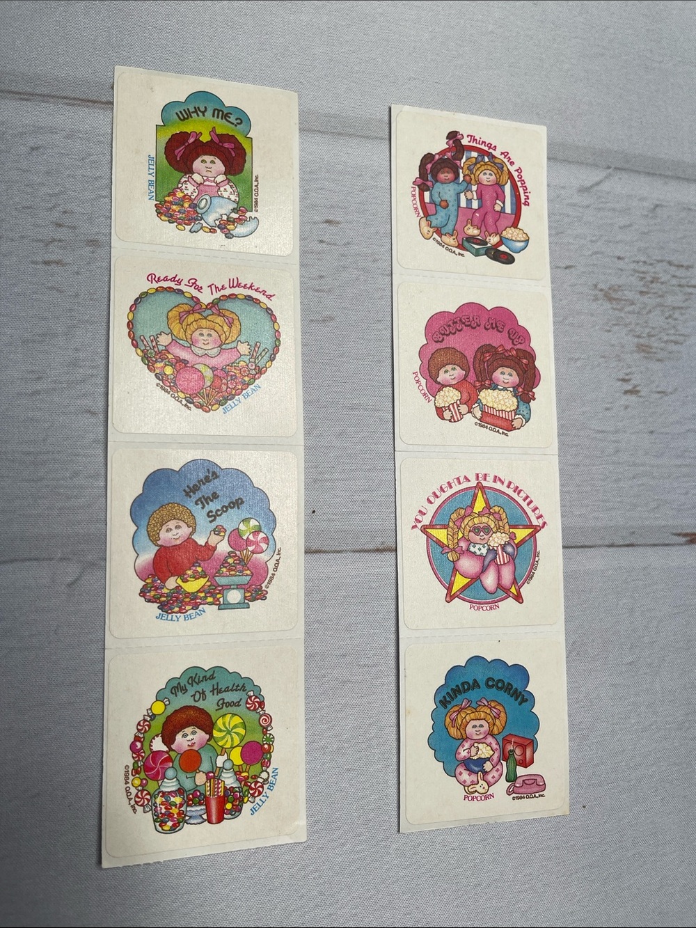 Vintage Cabbage Patch Stickers Scratch Sniff 1984 80s Dolls Popcorn Jelly Bean